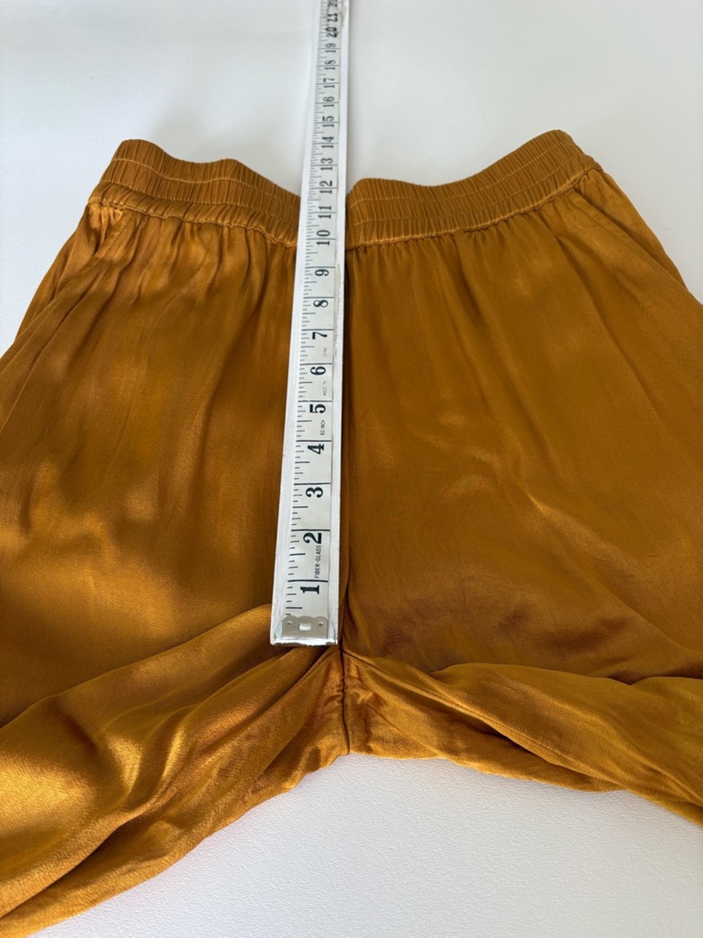 Silence + Noise Kara Satin Culotte Wide Leg Pants Mustard Gold Pull On Size M - Picture 9 of 11